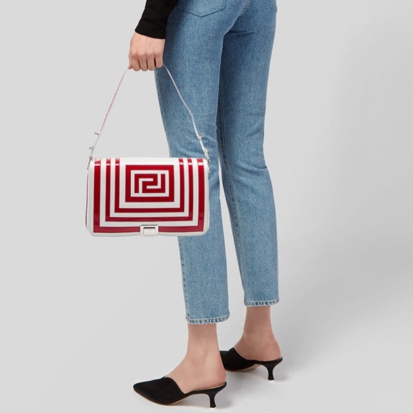 Versace Red and White Geometric Crossbody Bag - Picture 2 of 16